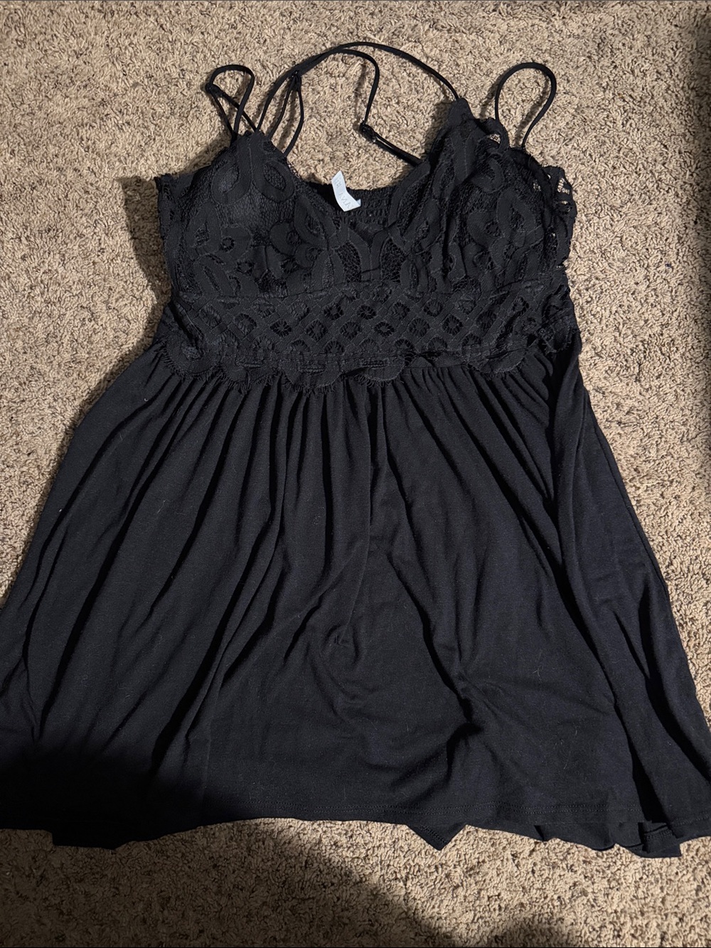 Zenana Outfitters Black Lace Trim Tank Top